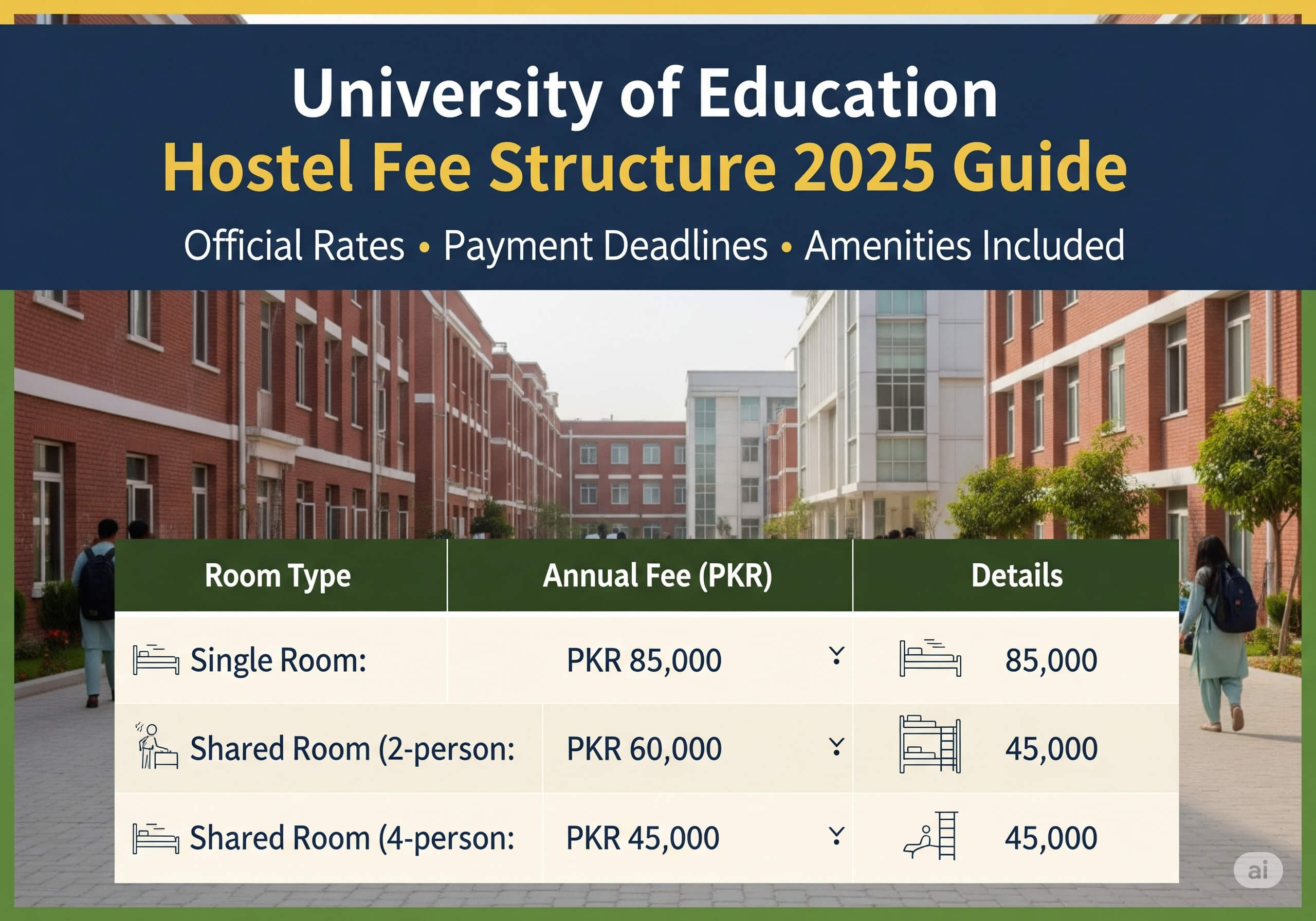 university of education hostel fee